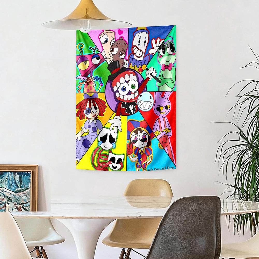 Digital Circus Wall Decor Tapestry Art For Pet Memorial Birthdaywedding Party Backdrop Family Gift