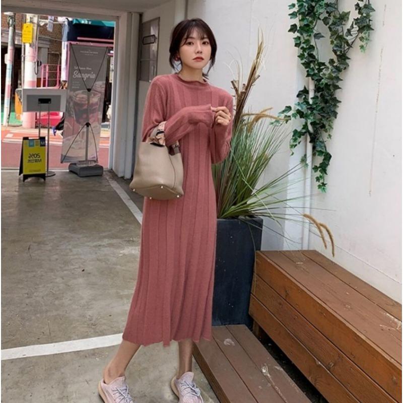 Inner Skirt with Coat Knitted Black Primer Dress Women's Autumn and Winter Long Sweater Skirt