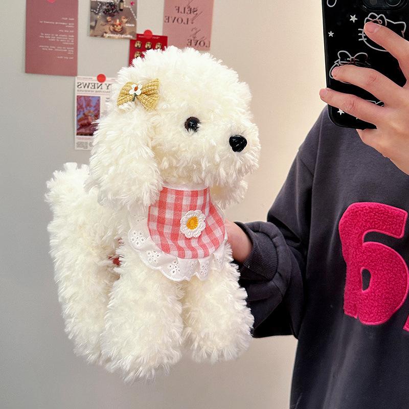 Simulation puppy doll cute teddy dog bib plush toy children's gift grab machine doll wedding