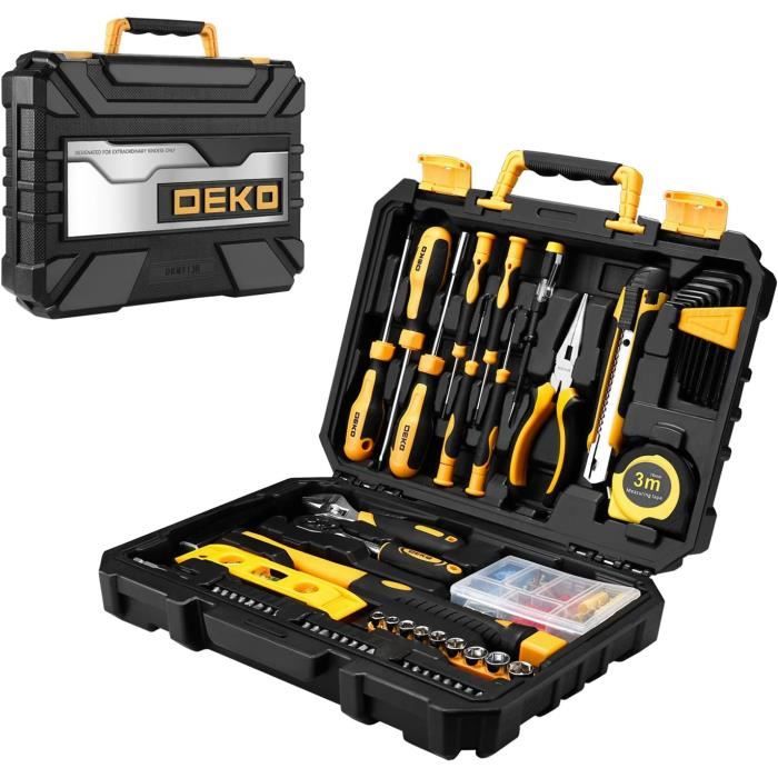 Coffre à Outils - DEKO - 138 Pièces - Acier Haute Qualité - Boîtier de Rangement - Antidérapant