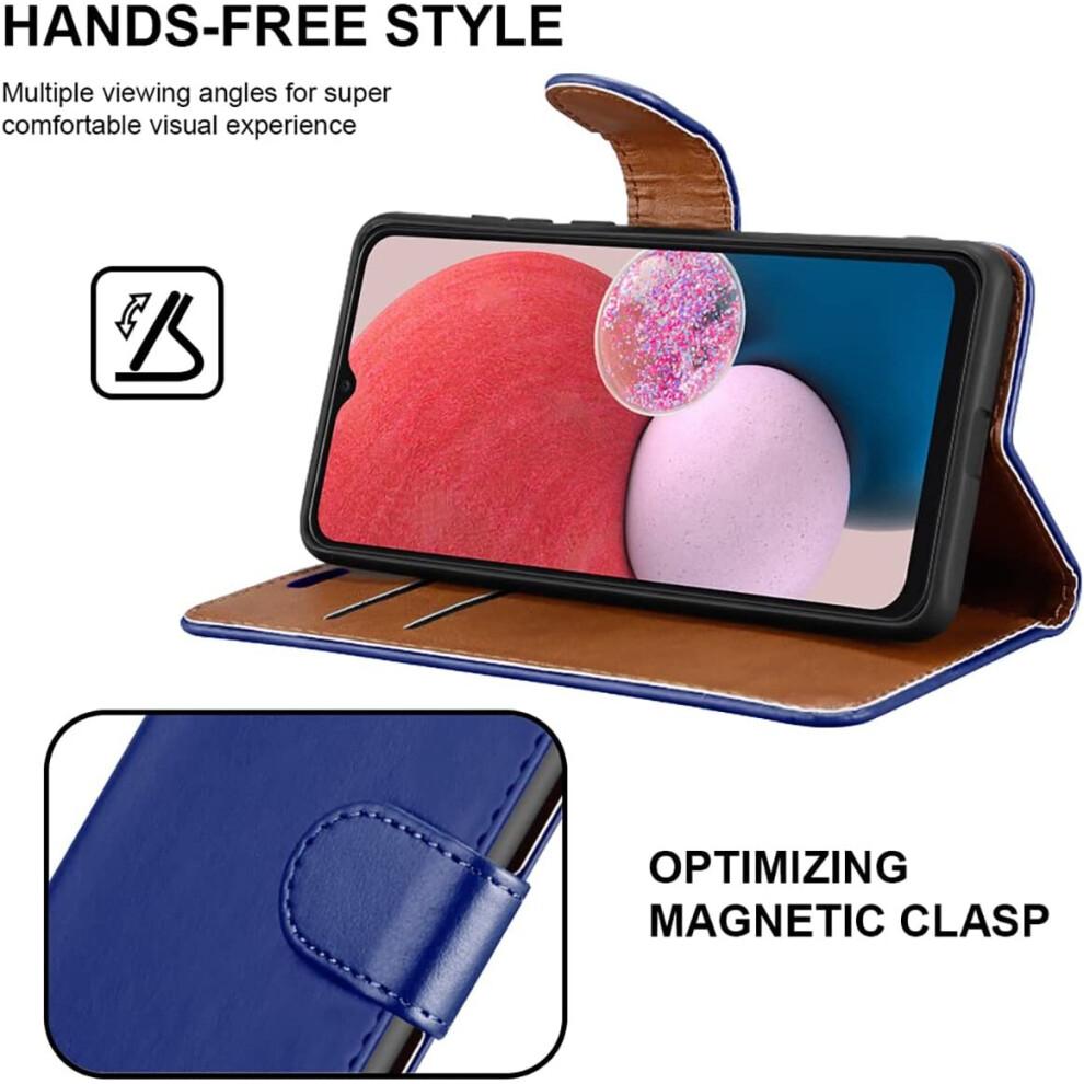 (Blue) Samsung Galaxy A13 4G Phone Wallet Leather Case
