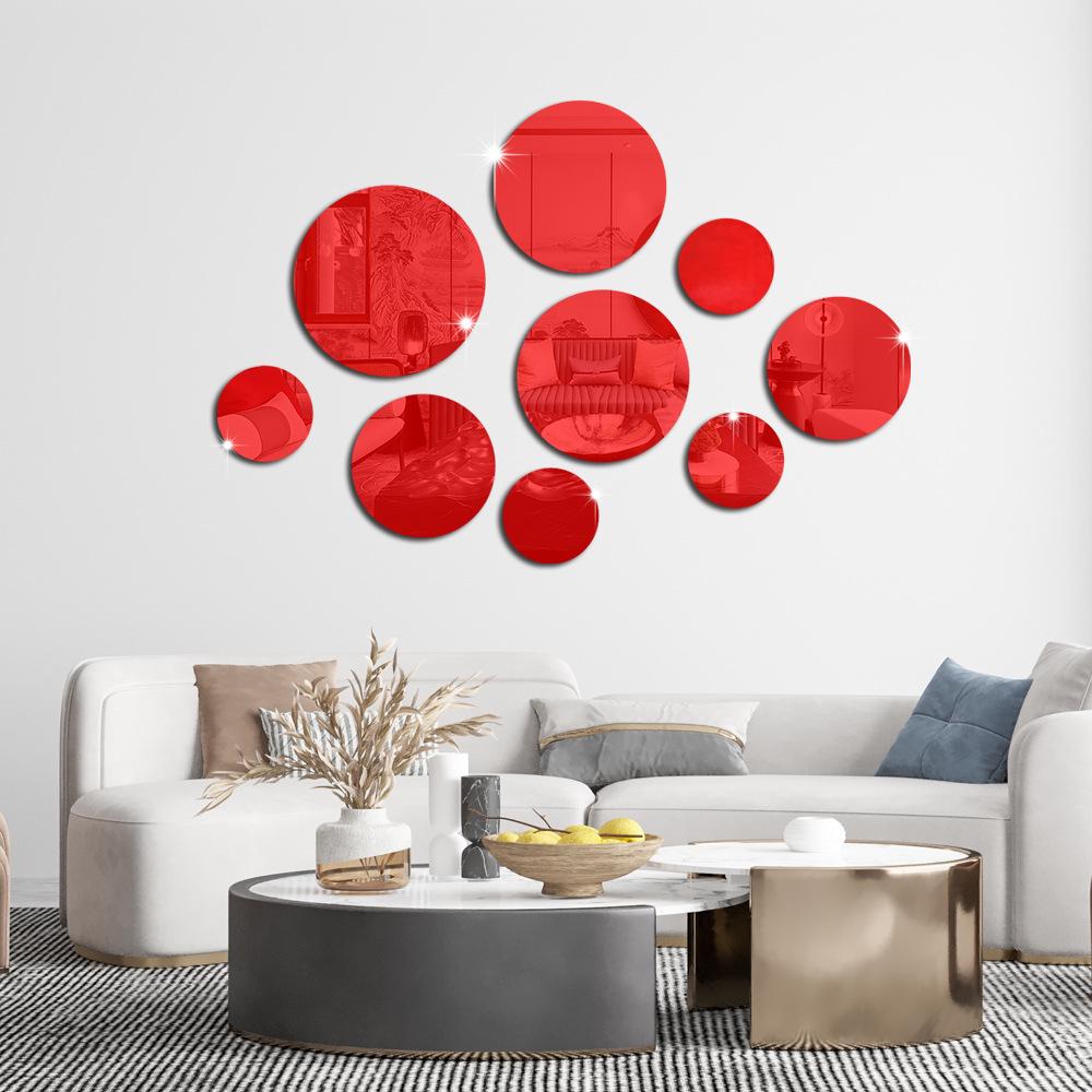 JM3246 3D Round Acrylic Wall Mirror Stickers for Living Room & Bedroom Decor