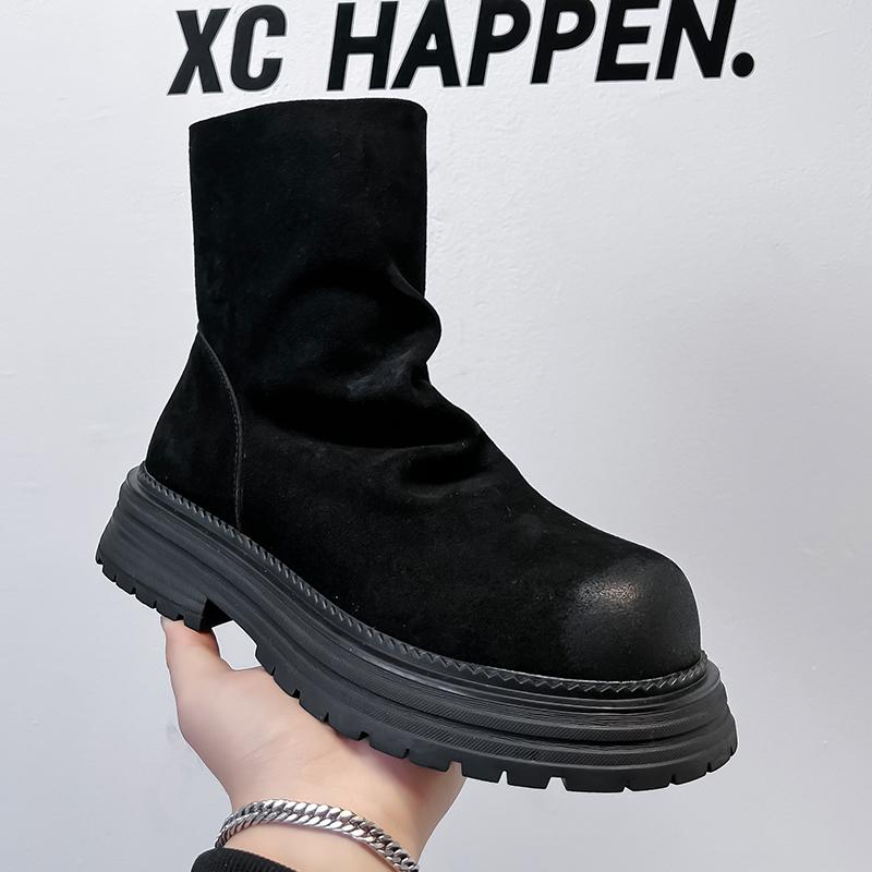 Fashion 2025 Handmade Men Retro Leather Boots High Quality Zipper Business Style Non-Slip Thick Bottom Mens Ankle Boots Plus Size 38-46