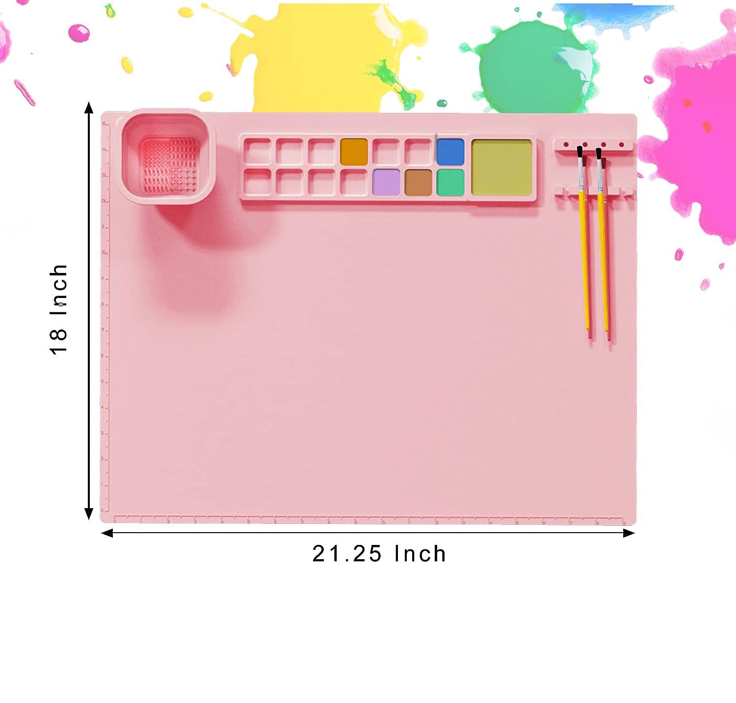 

Silicone Painting Mat With Magnetic Collapsible Cup For Children Non-slip Art Painting Mat Clay DIY Educational Toy Gift St Practical Use розовый