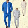 Men's Autumn Winter Sets Fashion Two-piece Set for Men Stand Collar Sports Zipper Pocket Sports Suit for Men