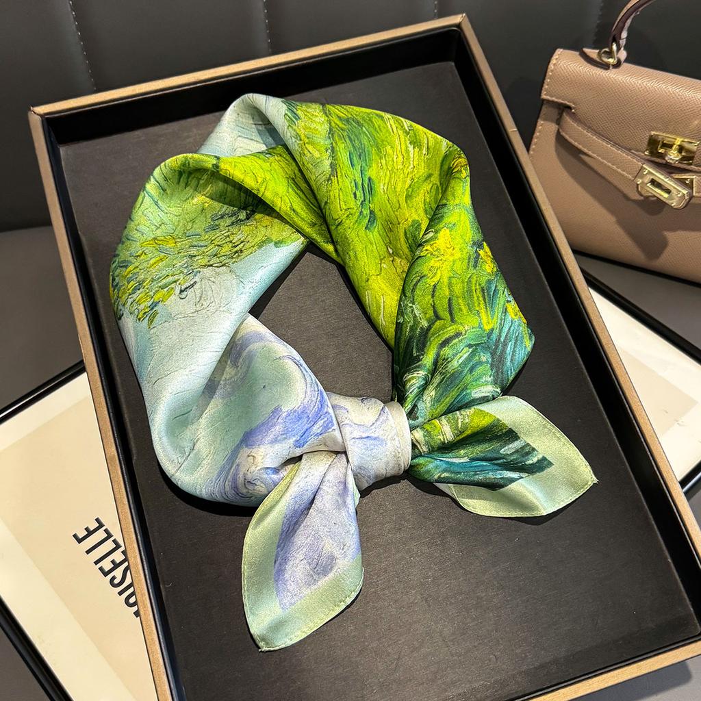 Fashion 100% Nature Real Silk Square Scarf Women Female Foualrd Neckerchief Summer Beach Scarves Shawl Bandana Hijab Pashmina