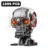 MOC Mechanical Skull Endoskeleton Building Blocks Terminator Robot Head Model Bricks Toys Kit Lighting Power Function Gifts