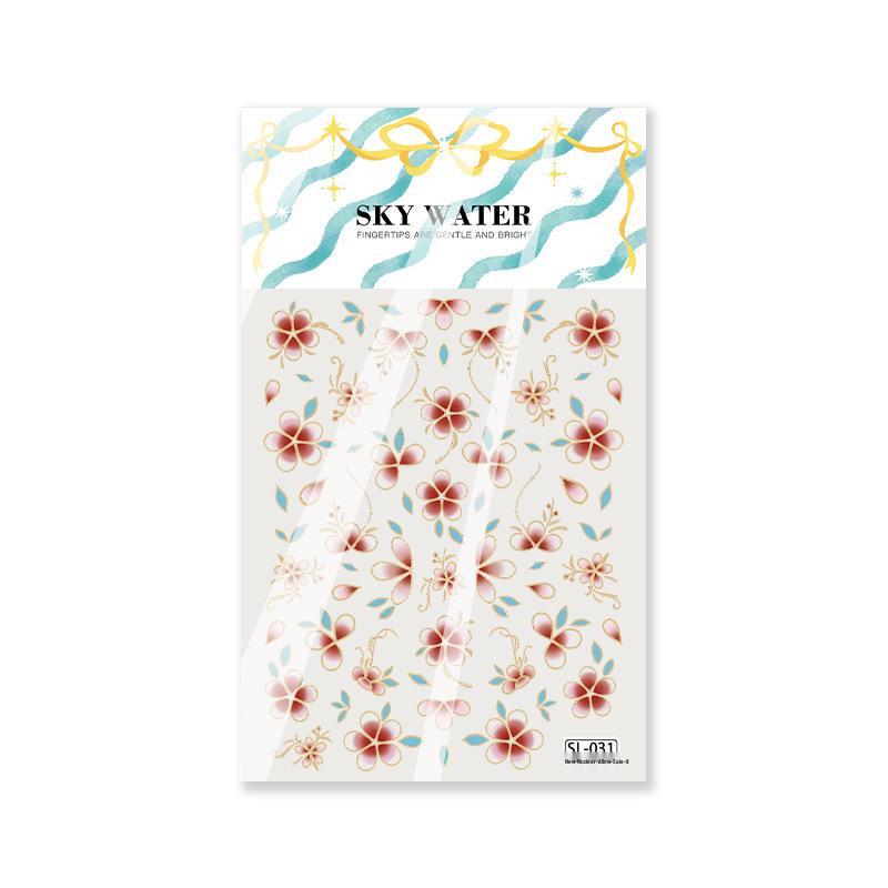SKY Cloisonné Enamel Nail Stickers: 2026 Embossed Hot Stamping, Chinese Floral Pattern