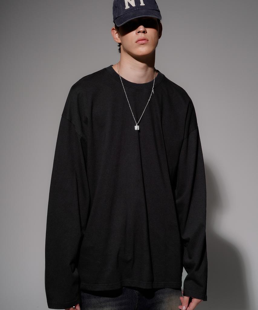 EZKATON New Season Pigment Long Sleeve T-Shirt Black Kmlt6811