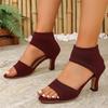 Europäische und amerikanische Zehenriemen-Temperament Vielseitige High Heels Bequeme Neue Schlanke Absätze Fischmaulsandalen für Damen