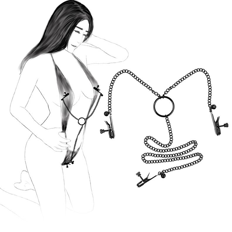 Three-Headed Double-Peak Metal Bell Nipple Labia Clitoris Clip Flirting Nipple Clamps