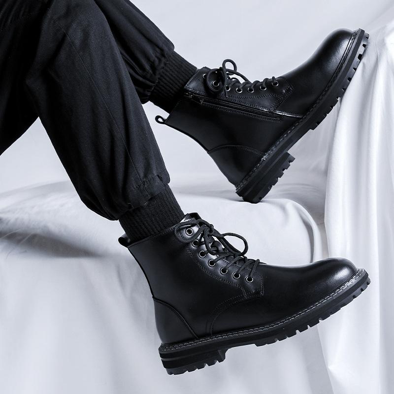 Autumn and winter Martin boots men's Chinese British style black tooling boots Korean version trendy men's short boots 1132-R