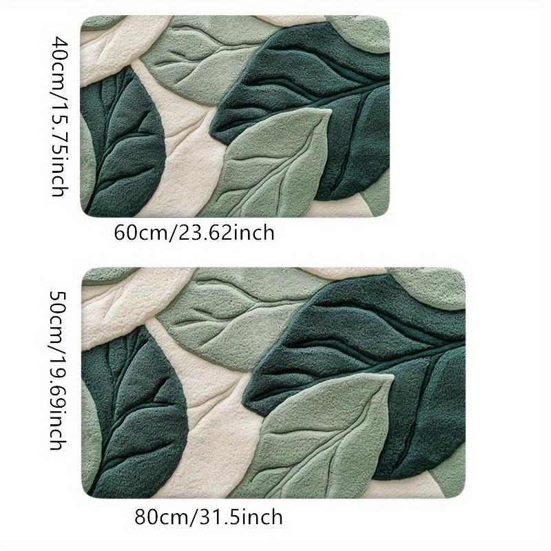 Pattern Leaf Mat Bathroom Green Mat Machine Washable Ideal For Kitchen Entryway And Shower Decor Housewarming Gift Bathroom Kitchen Accessory