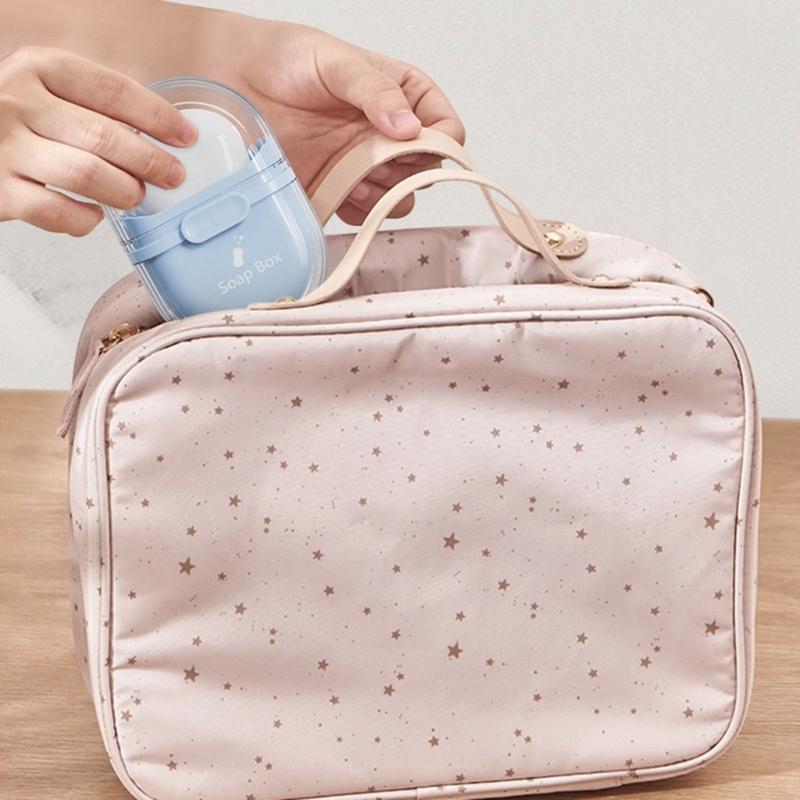 Portable Soap Holder Case Waterproof ABS Storage Box with Lid and Drainage Holes For Toiletries Bag Travel Essential