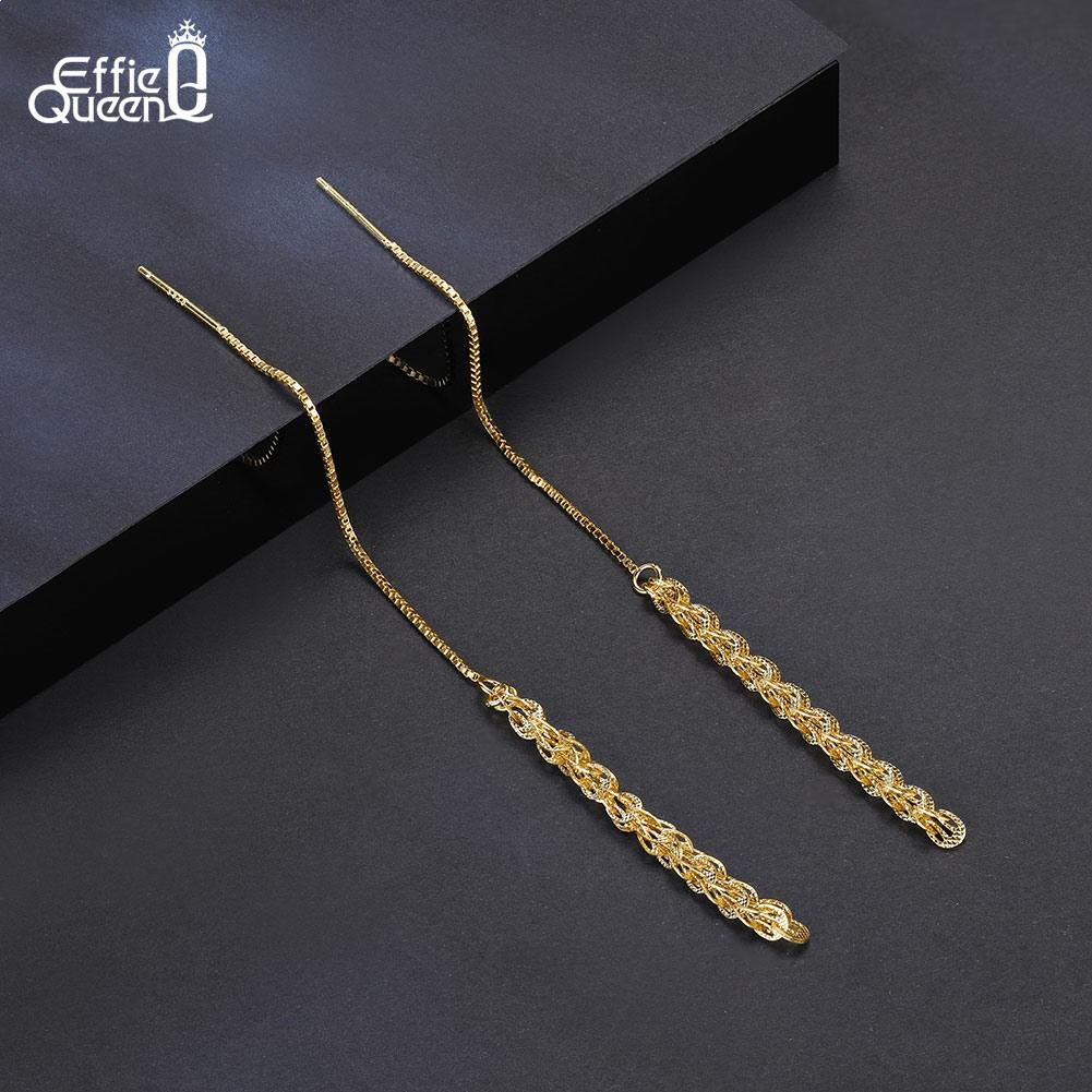 Effie Queen 925 Sterling Silver Dainty Chain Drop Earrings For Women Party Fashion Long Pendant Earrings Tassel Jewelry SE399