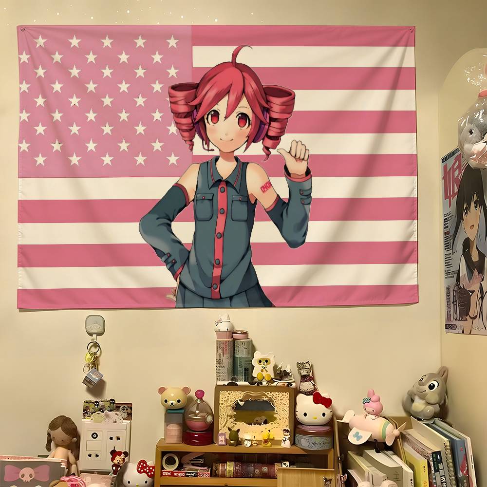 1 pezzo Kasane Teto Rosa Bandiere Americane Colorato Hippie Psichedelico Camera da Letto Dormitorio Decorazione Estetica