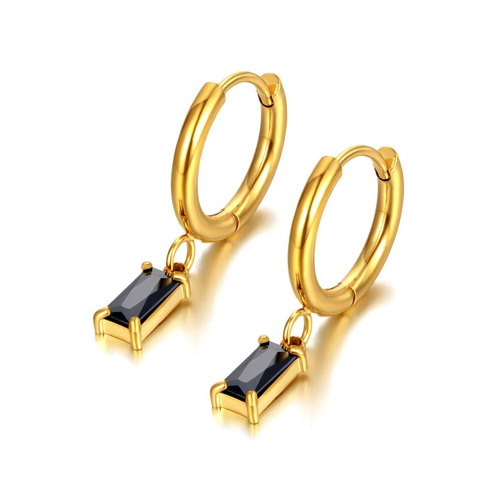 Lokaer Stainless Steel Geometric Square Hoop Earrings Black/White/Red/Green CZ Crystal Bohemia Party Earrings For Women E22019