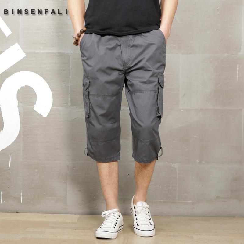 Summer Overalls Thin Loose Shorts Men's Multi-pocket Pants Outdoor Leisure Sports Cropped Pants Men