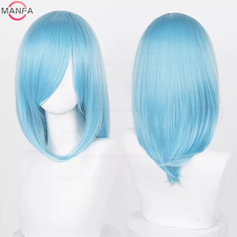40cm Medium Basic Anime Cosplay Wig Bang Blond  Black White Red Pink Green Brown Gold Blue Heat Resistant Synthetic Hair Wigs