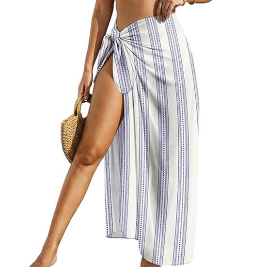 

Cover Up Skirt Loose Fit Beach Cover Up Flower Print Lace-up Anti-UV Swimwear Cover Up Vacation Beachwear F