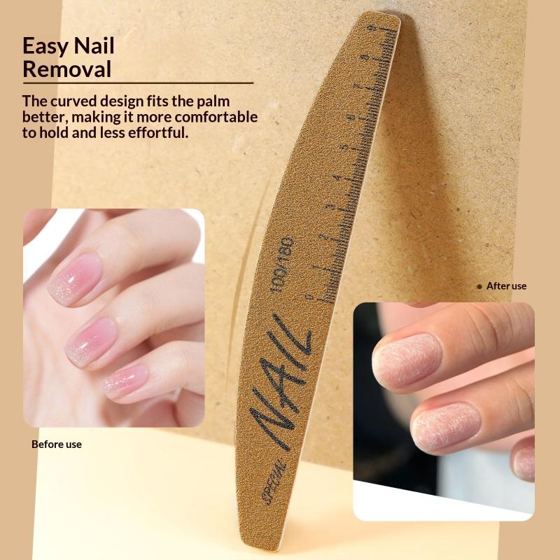 1Pcs Washable Ruler Nail File Set With Scale 100/180 Grit Double-Sided Sanding Nail File Durable Nail Sanding Bar Tools one size