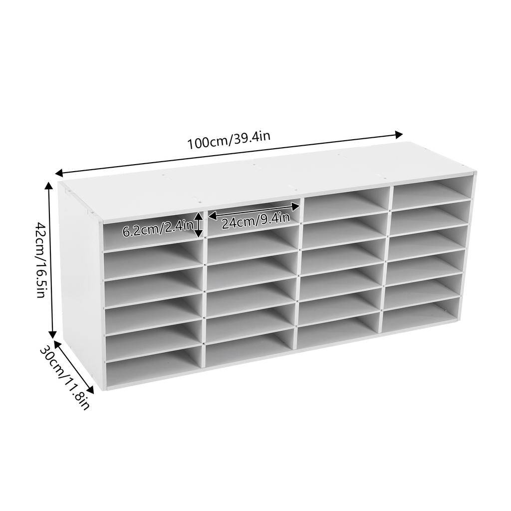Mailbox for Classroom 24 Slots, Mail Sorter, Paper Organizer Storage, Mail Organizer for Home Library Office Classroom (White)