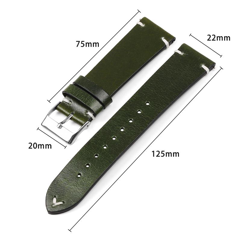 Retro Oil Wax Colored Leather Watchband for Seiko Quick Release Calfskin Cowhide Bracelet 18mm 20mm 22mm High Quality Wristband