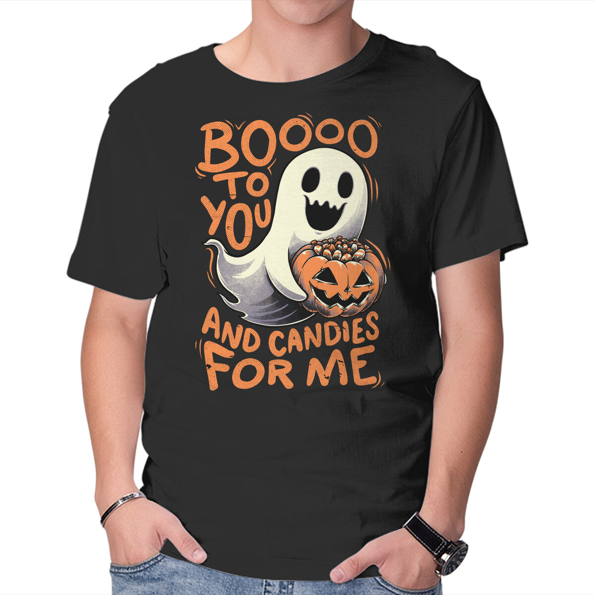 Unisex Crew Neck T-Shirt Halloween Ghost Candies Graphic Short Sleeve Casual Tee XXXXL