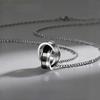 Retro Double Ring Pendant Necklace For Man Woman Luxury Titanium Steel Non Fading Sweater Chain Hip Hop Couple Jewelry Kpop Gift