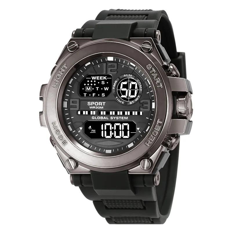 

Multifunction Men s Sports Watch Waterproof Luminous Alarm Clock Men LED Digital Watch Large dial Electronic Wristwatch for Man чорний