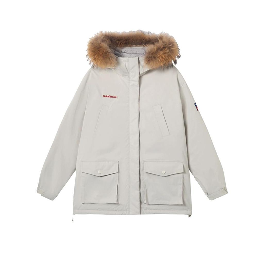 Winter New Versatile Workwear Down Jacket Women's Fur Collar Hooded Coat Mid-length Loose Parka