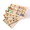 Wooden Jewelry Display Tray Multi-grid Stackable Card Box Jewelry Storage Box