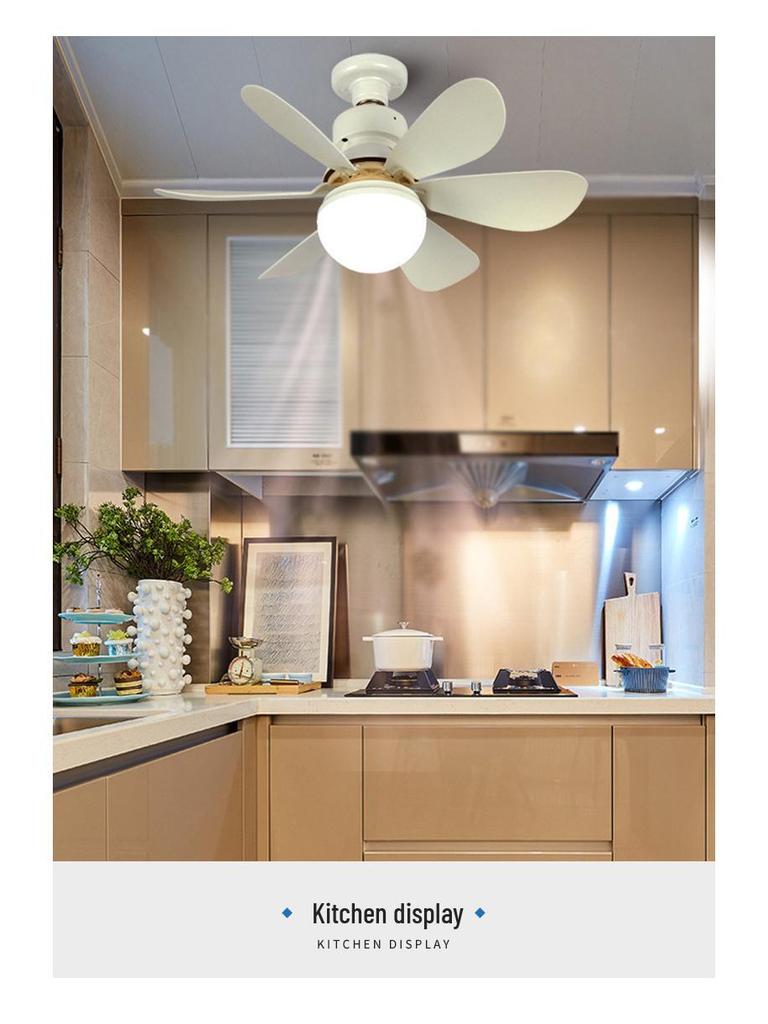 Flower-Shaped Silent LED Ceiling Fan with E27 Screw-in, Large Air Volume, Detachable Six-Blade Design