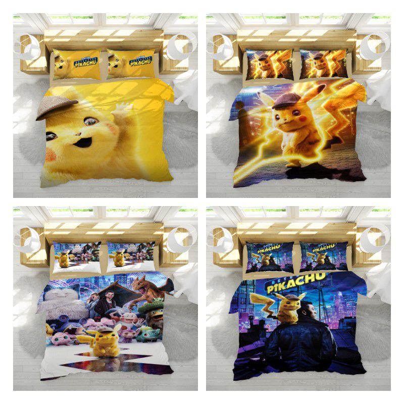 Sada povlečení s Pikachu pro děti Měkký a odolný povlak na přikrývku a povlak na polštář