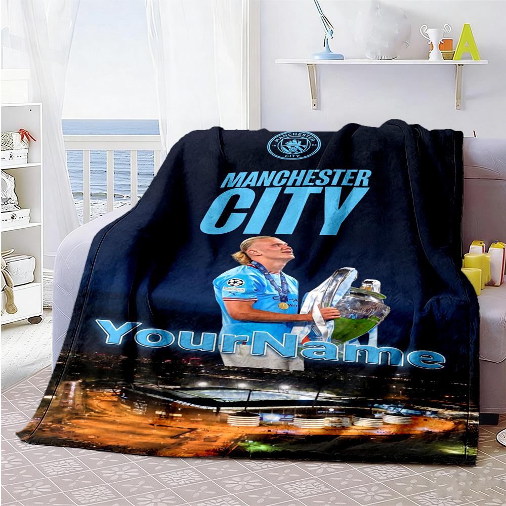Manchester City Personalized Name Blanket Multi-purpose Personalized Blanket Durable Comfort Suitable for Picnics Sofa Living Room Nap