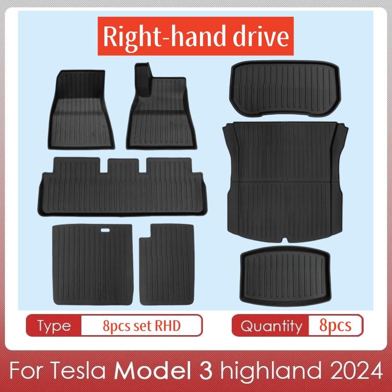 For Tesla Model 3 2025 Highland Floor Mats Cargo Liner Waterproof Anti-slip Trunk Mat TPE Pads Model 3 2025 Highland Accessories