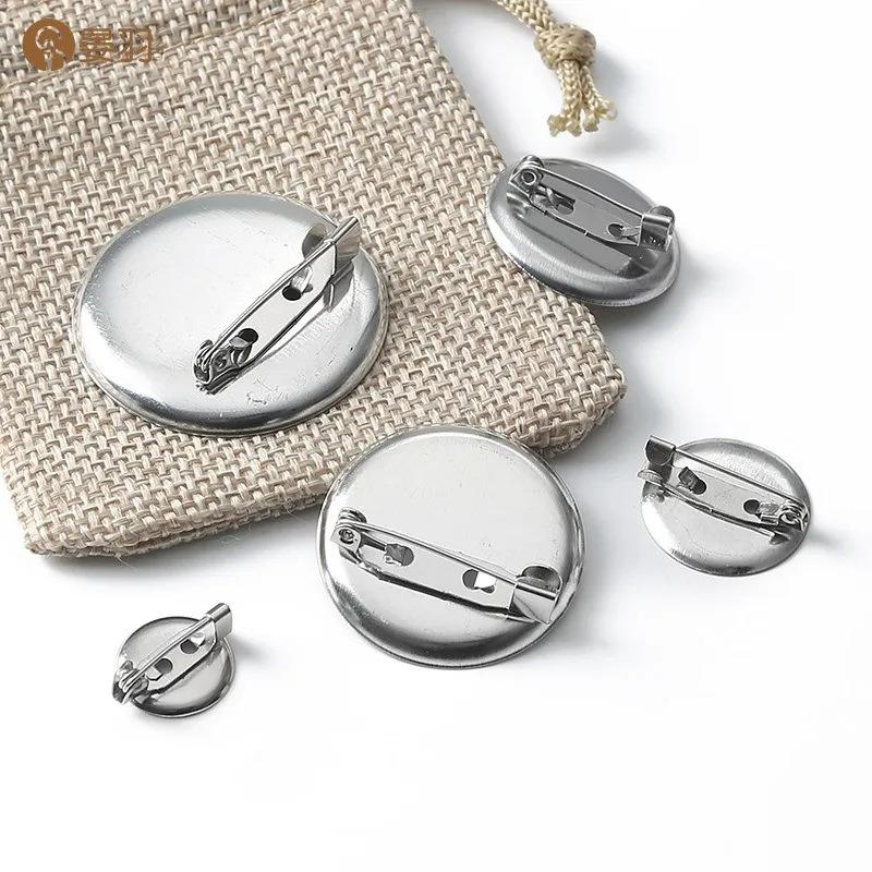 50pcs 15mm/20mm/30mm Silver Brooch Clasps Pin Disk Base Disc Blank Flat Trays for DIY Jewelry Craft Making Accessories