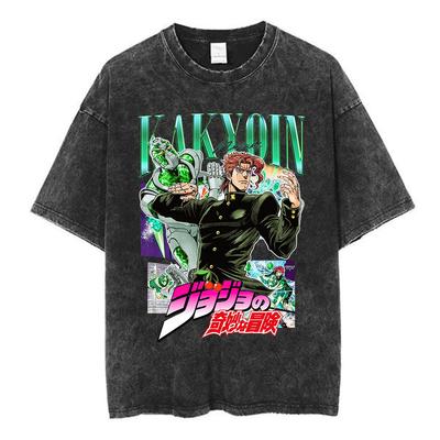 Anime Jojo Bizarre Adventure Akyoin Noriaki Grafikdruck T-Shirts Vintage gewaschenes T-Shirt Herren Damen Baumwolle Kurzarm T-Shirts