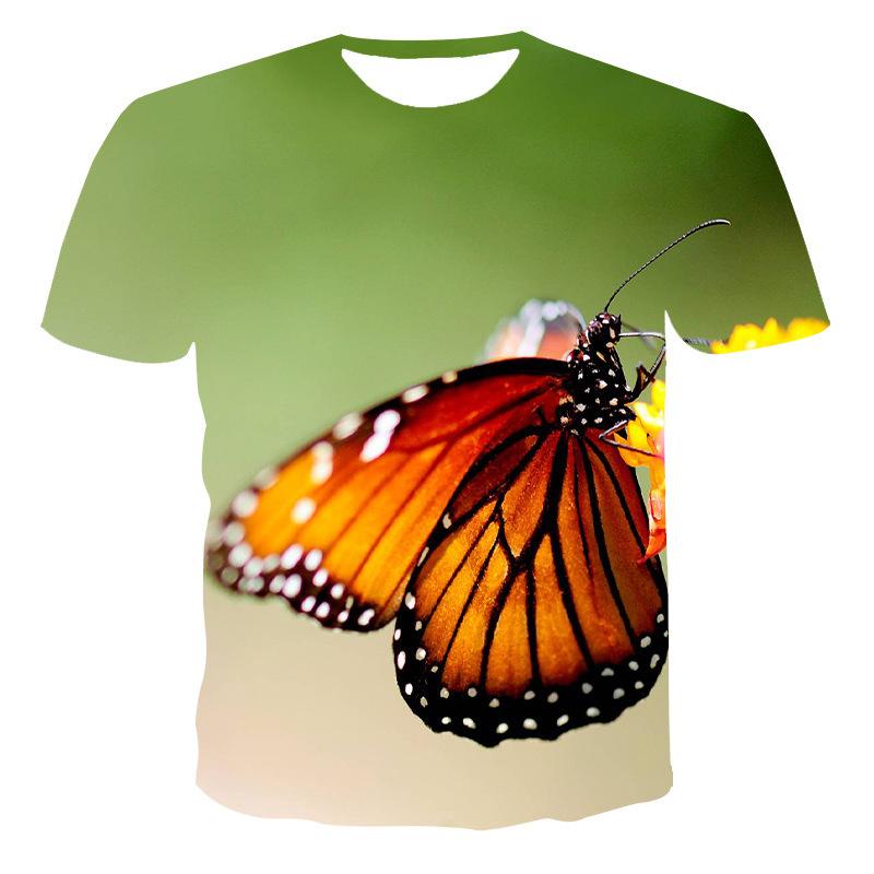 New Short Sleeved Summer 3D T-shirt Printed Women's Short Sleeved Butterfly T-shirt