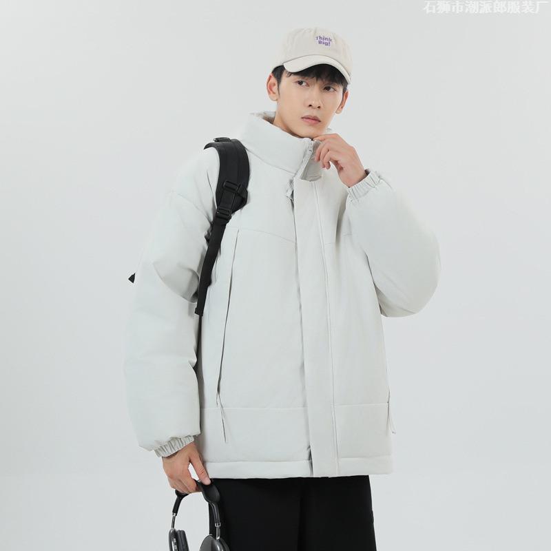 Stand-up Collar Cotton Clothes Men's Winter Loose Warm Bread Clothes Green Trend Casual Cotton-padded Jacket