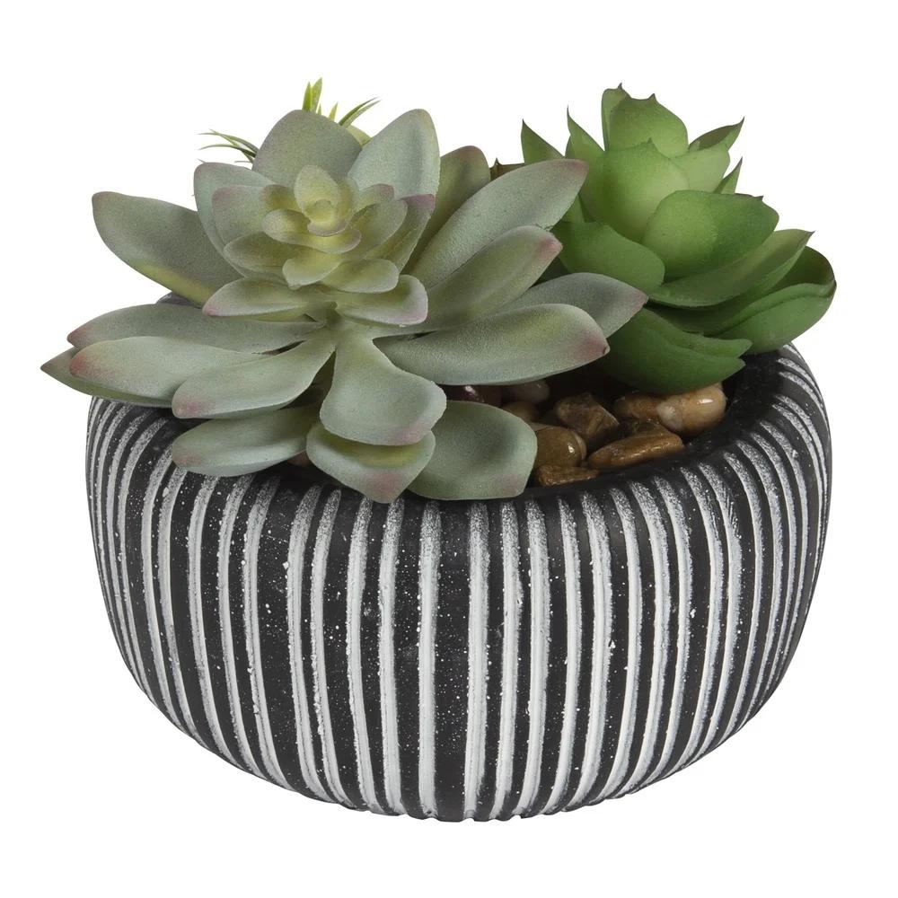 Realistic Faux Succulent Plant with Stone Pot Ideal Desk Shelf Decoration Unique Housewarming Gift