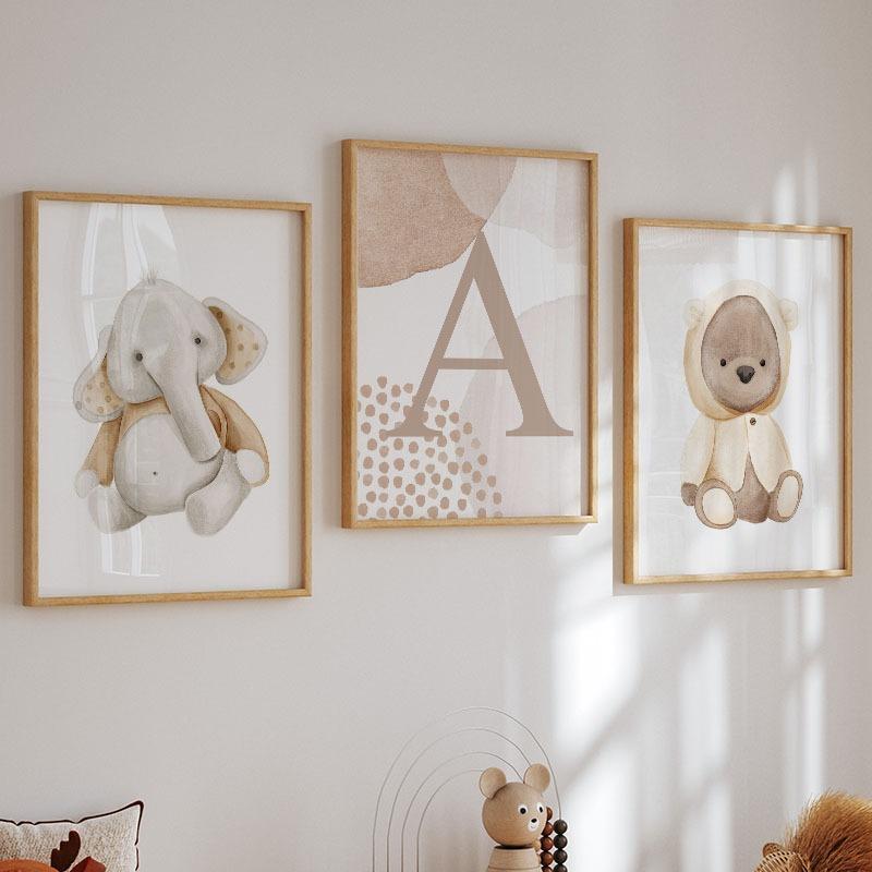 Boho Bear Elephant Butterfly Rocking Horse Rainbow Wall Art Canvas Painting Posters And Prints Pictures for Baby Kids Room Decor