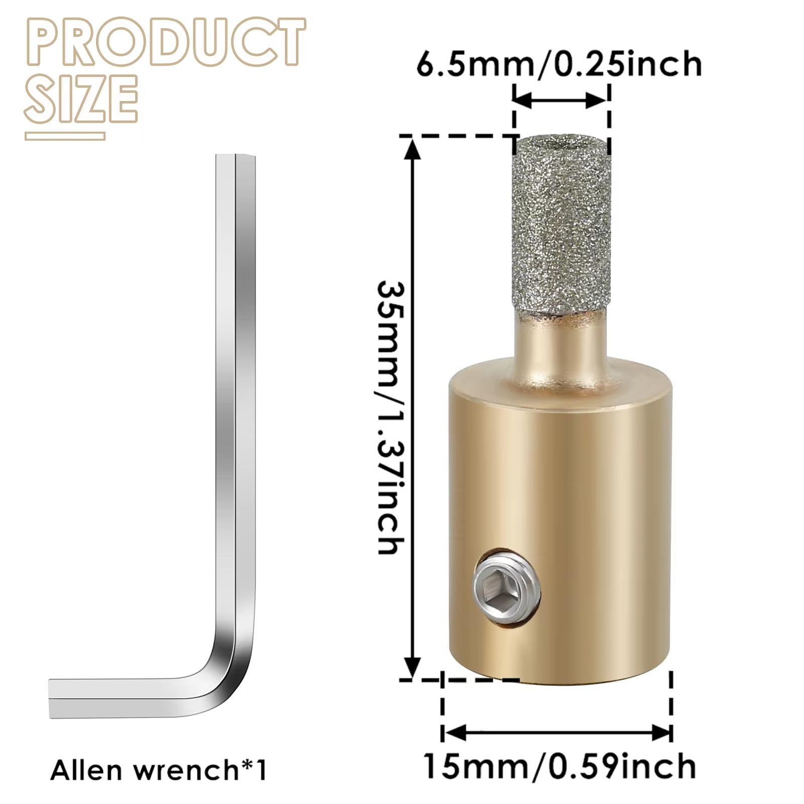 

Glass Grinder Bits Head Tools Diamond Drill Set 4 Sizes 1 Inch, 3/4 Inch, 1/4inch 1/8 Inch Brass Core Stained Glass Grinder Bits