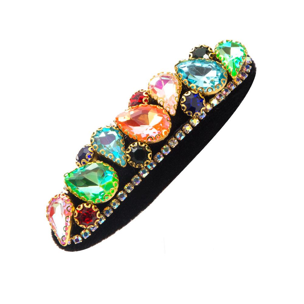 Retro French Velvet Barrettes Women's Side Bang Clip Broken Hair Hairpin Super Flash Glass Drill Sponge Thickness Barrettes