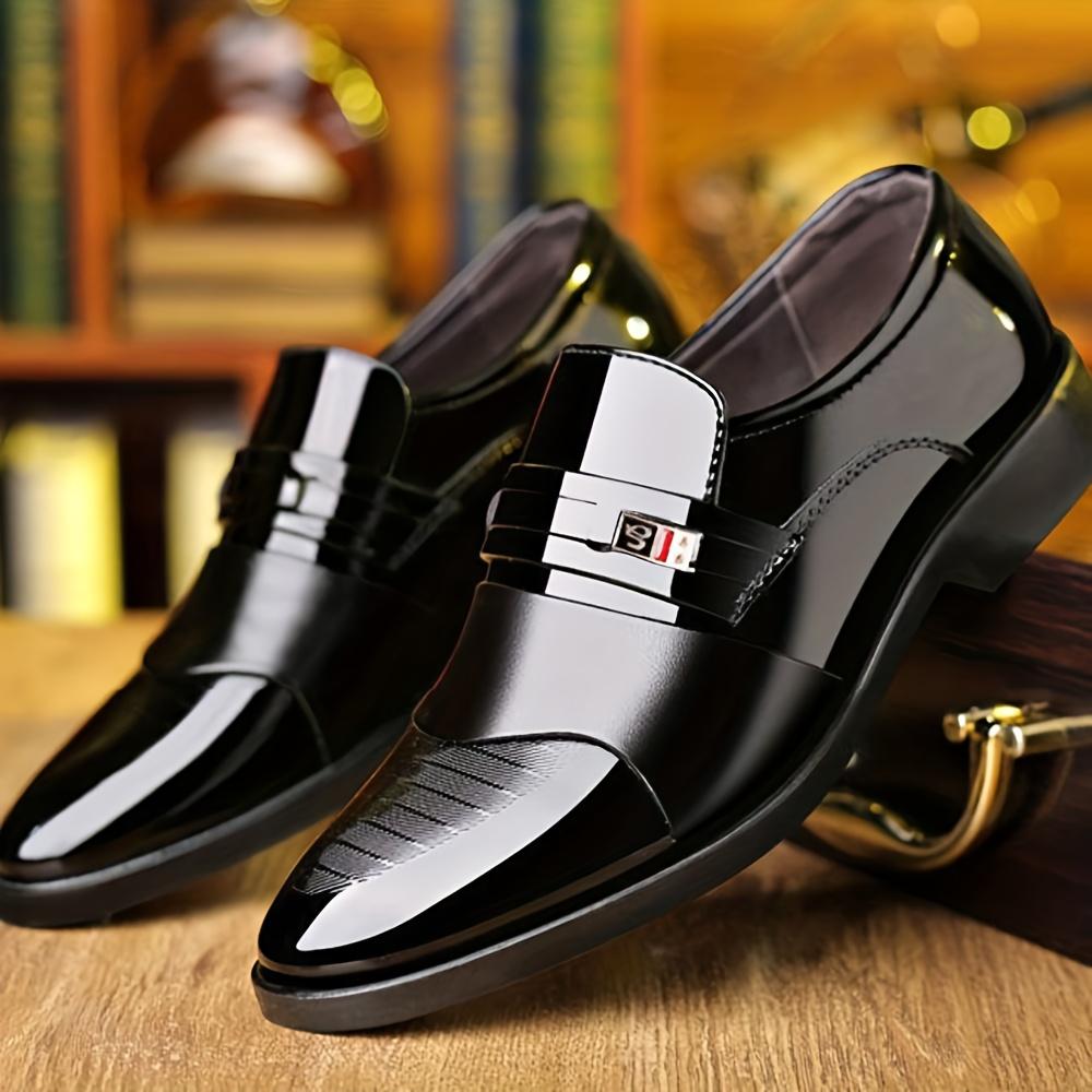 Men's Sleek Slip-On Dress Shoes - Fashionable British Style, Durable Rubber Sole, Comfortable, Business Casual, One-step, Lazy Shoes