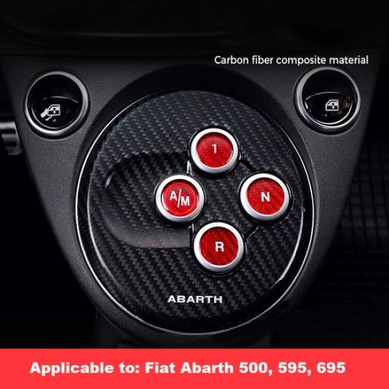 4pcs Carbon Fiber Car Gear Shift Button Cover For Fiat Abarth 595 695 2012-