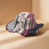 Cappello Secchiello Patchwork Multicolore a Fungo in Canapa con Tasca Nascosta Cappelli Patchwork Cappello a Tesa Larga Hippie a Fungo in Paglia