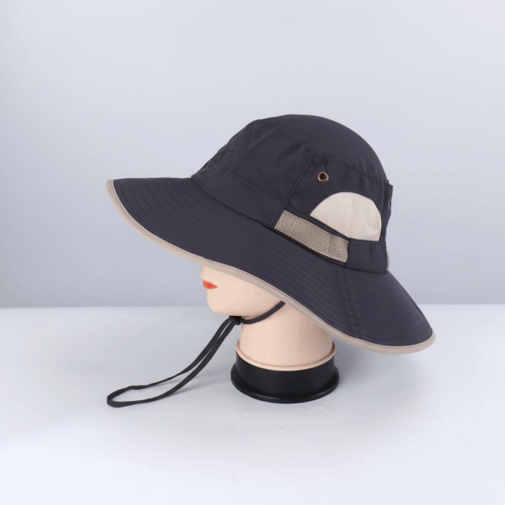 Unisex Foldable Fishing Hat Wide Brim Windproof Fisherman Hat Breathable Mesh UV Protection Outdoor Mountaineering Hat Hiking