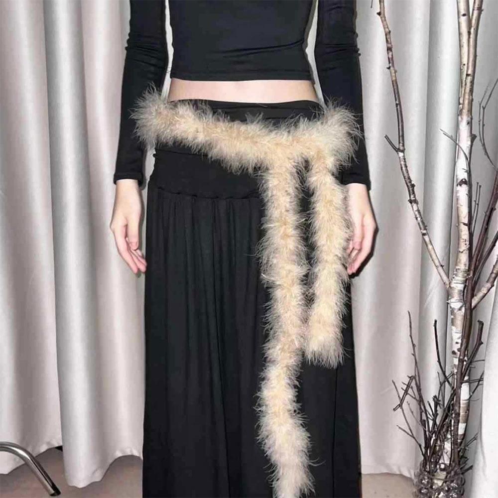 Curea Punk Super Moale din Blană Y2K Lanț de Talie de Pluș Decor Pantaloni Jeans Bandă de Talie