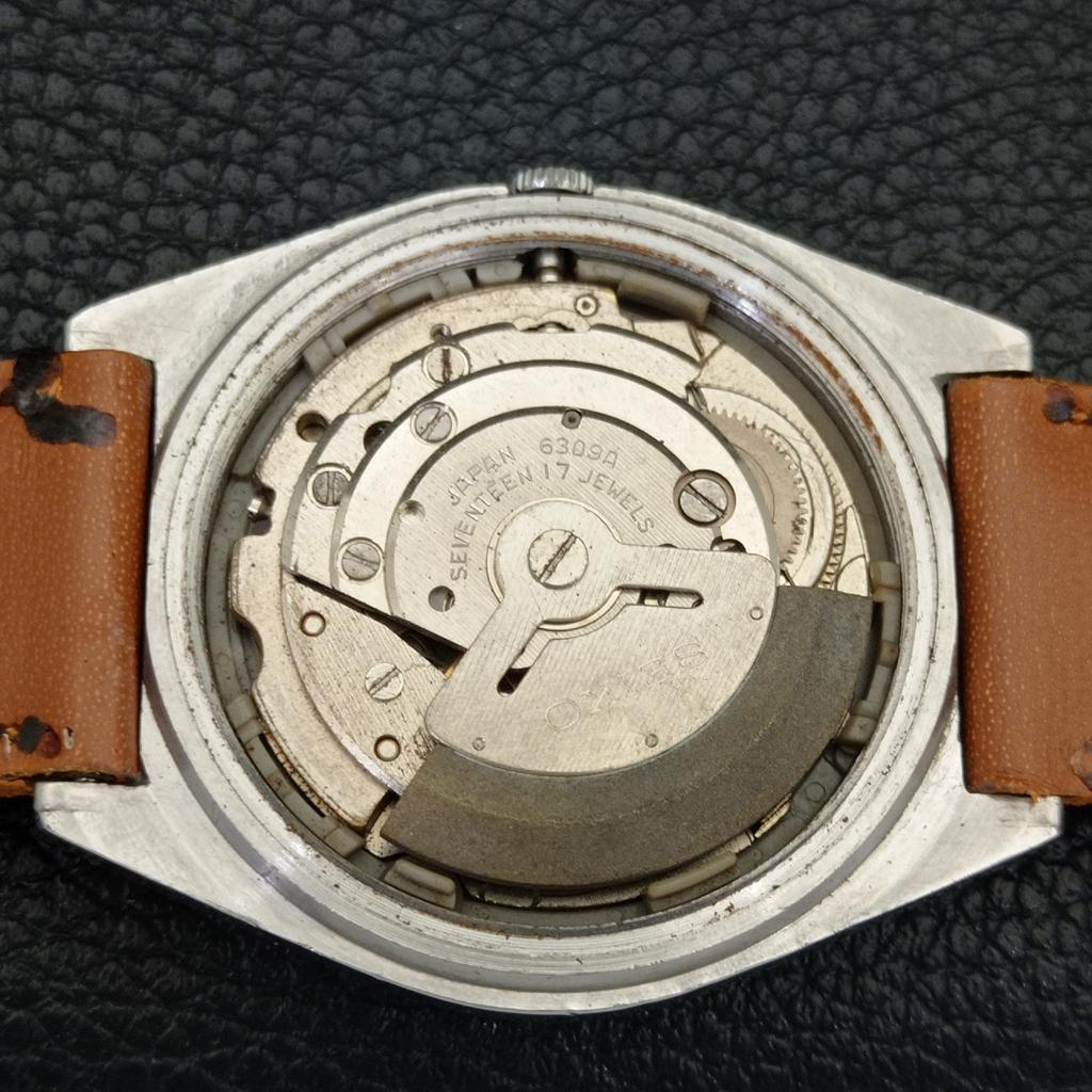 VINTAGE SEIKO 5 AUTOMATIC 6309A JAPAN MENS WHITE COLOR DIAL WATCH A702635-1 R209-a702635